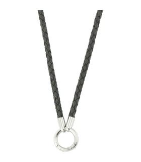 Mi Moneda leather steel black 80 necklace - NEC-04-30-80