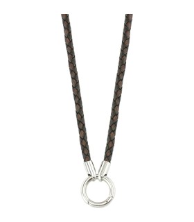 Mi Moneda leather steel brown 80 necklace - NEC-04-31-80