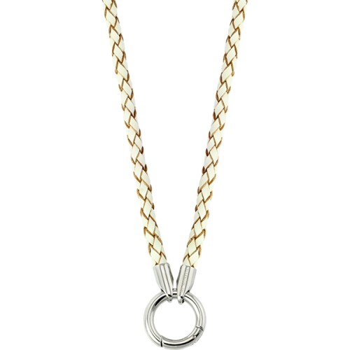 Mi Moneda leather steel white 80 necklace - NEC-04-13-80