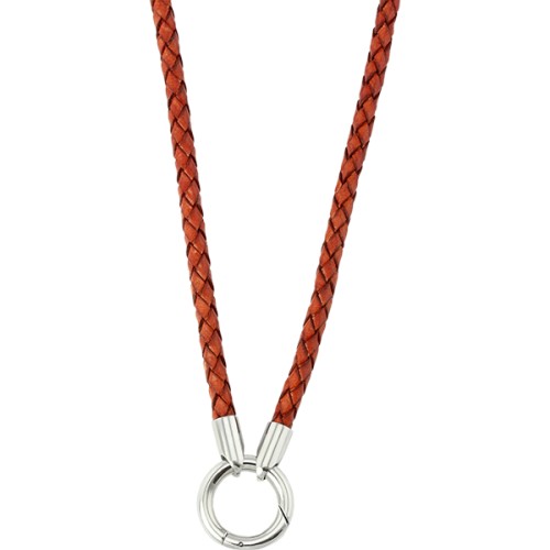 Mi Moneda leather steel red 80 necklace - NEC-04-27-80