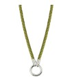 Mi Moneda leather steel green 80 necklace - NEC-04-11-80