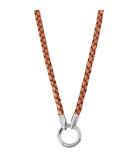 Mi Moneda leather steel cooper 60 necklace - NEC-04-19-60