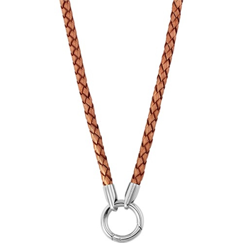 Mi Moneda leather steel cooper 60 necklace - NEC-04-19-60