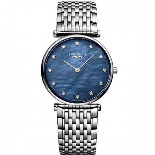Longines Grande Classique blue diamonds quartz watch 29mm - L4.512.4.81.6