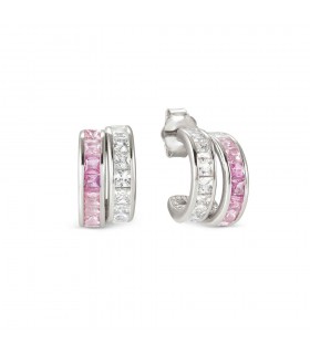 Nomination DAYTONIGHT double white and pink half hoops - 242107 040