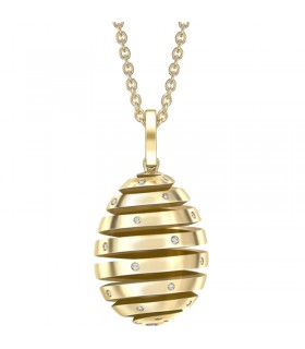 Fabergé Essence Yellow Gold Diamond Set Spiral Egg Pendant - 2581