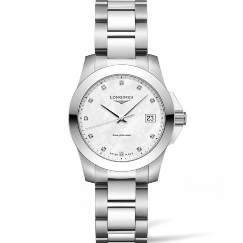 Longines Conquest White MOP Diamonds Qtz watch 34mm - L3.377.4.87.6
