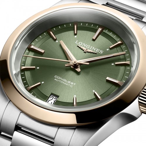 Longines Conquest green and gold automatic watch 34mm - L3.430.5.02.6