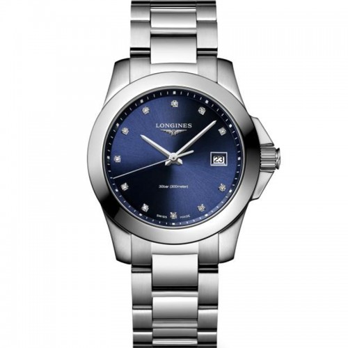 Longines Conquest blue diamonds Qtz 34MM - L3.377.4.97.6
