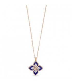 Roberto Coin Princess Flower Lapis and Diamonds pendant - ADV888CL1837