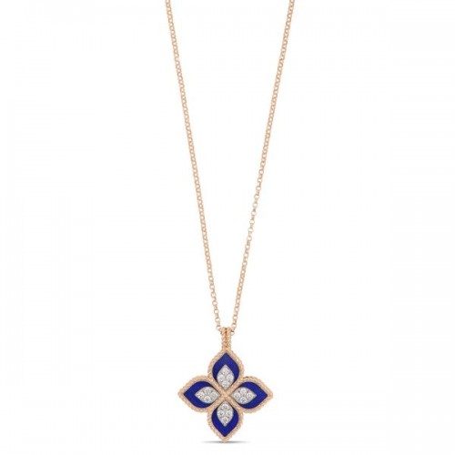 Roberto Coin Princess Flower Lapis and Diamonds pendant - ADV888CL1837