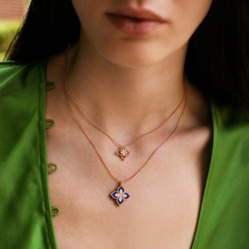 Roberto Coin Princess Flower Lapis and Diamonds pendant - ADV888CL1837