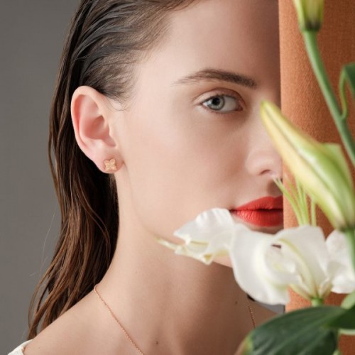 Roberto Coin Princess Flower yellow gold earrings - AR777EA0640