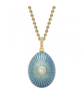 Fabergé Heritage 18ct Yellow Gold Diamond blue Egg Pendant - 4351