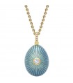 Fabergé Heritage 18ct Yellow Gold Diamond blue Egg Pendant - 4351