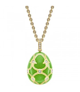 Fabergé Heritage 18ct gold & diamond Petite Green Enamel Egg pendant - 4362