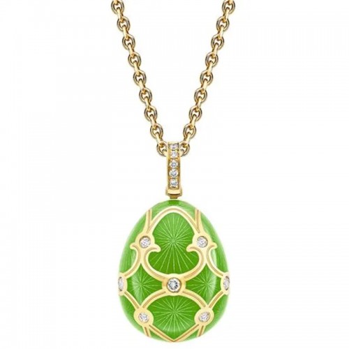 Fabergé Heritage 18ct gold & diamond Petite Green Enamel Egg pendant - 4362